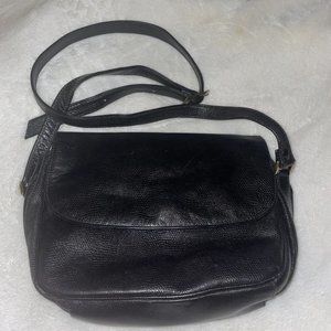 BG Street Black Embossed Snake Leather Crossbody/ Shoulder Bag